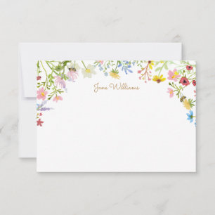Wildflower Bee Script Personalised Card