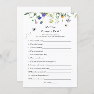 Wildflower Bee Who Knows Mummy Best Shower Game Invitation