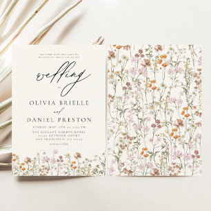 Wildflower Beige Boho Garden Wedding Invitation
