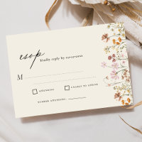 Wildflower Beige Boho Garden Wedding RSVP