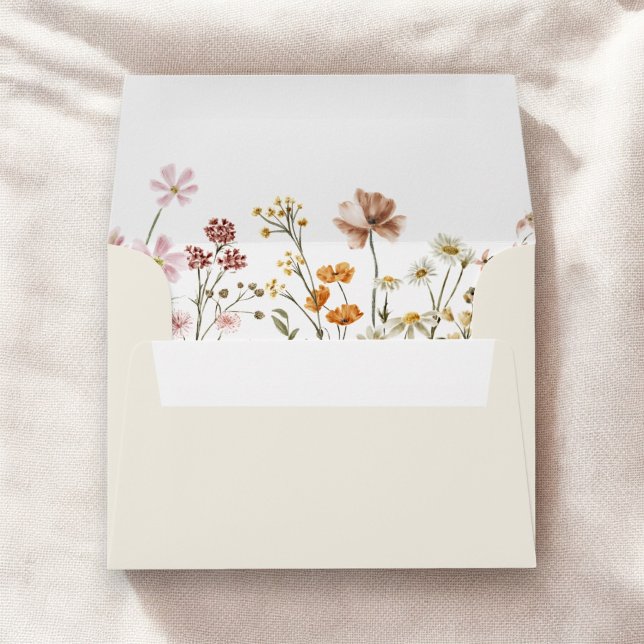 Wildflower Beige Boho Wedding Terracotta Garden Envelope (Creator Uploaded)