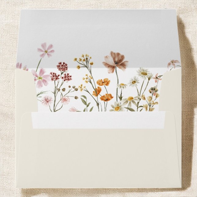 Wildflower Beige Boho Wedding Terracotta Garden Envelope (Creator Uploaded)