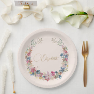 Wildflower Birthday Elegant  Paper Plate