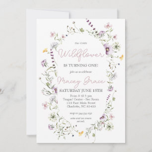 Wildflower Birthday Invitation, little wildflower Invitation
