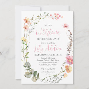 Wildflower Birthday invitation, Little Wildflower Invitation