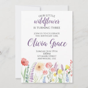 Wildflower birthday party Invitation