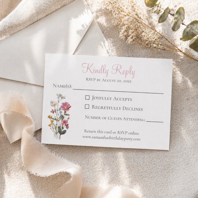 Wildflower Birthday Party  RSVP Card (Creator Uploaded)