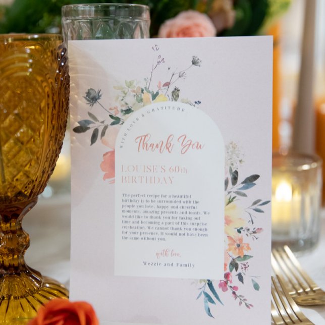 Wildflower Birthday Table Thank You Card (Creator Uploaded)