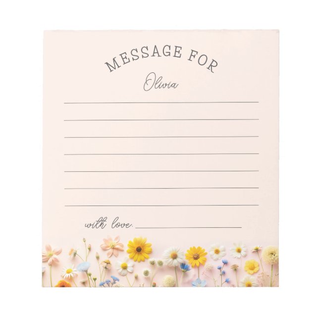 Wildflower Birthday Time Capsule Message Notepad (Front)