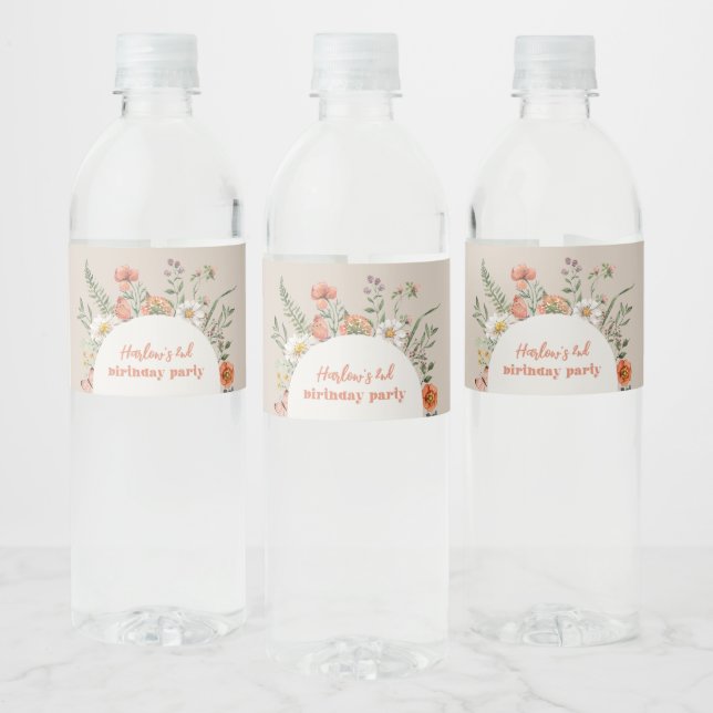 Wildflower Birthday Water Bottle Labels (Bottles)