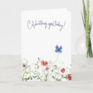 Wildflower Birthday With Butterfly Card