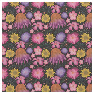 Wildflower Black Floral Pattern Fabric