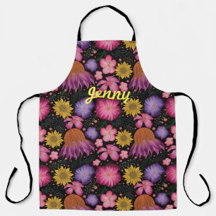 Wildflower Black Floral Personalised Apron