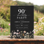 Wildflower Black Garden Floral 90th Birthday Invitation<br><div class="desc">Celebrate in style with a garden floral calligraphy 90th birthday invitation, perfect for a milestone event. Featuring vibrant floral designs and elegant calligraphy, this invitation sets a whimsical yet sophisticated tone for your celebration. The lush garden theme blends natural beauty with graceful typography, creating a timeless and inviting look. Ideal...</div>