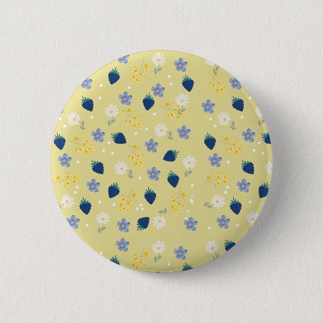 Wildflower & Blackberry Floral Pattern 6 Cm Round Badge (Front)