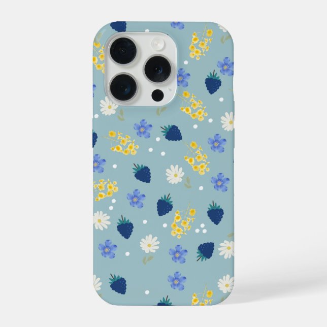 Wildflower & Blackberry Floral Pattern iPhone Case (Back)