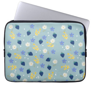 Wildflower & Blackberry Floral Pattern Laptop Sleeve