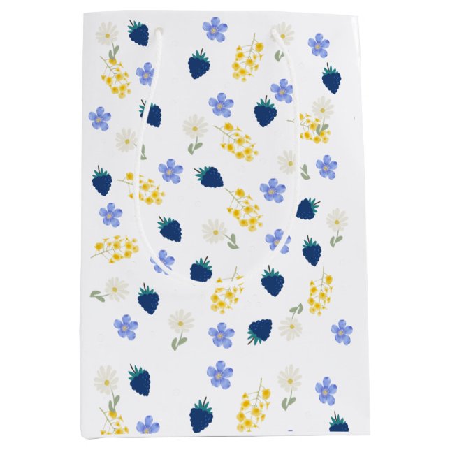 Wildflower & Blackberry Floral Pattern Medium Gift Bag (Front)