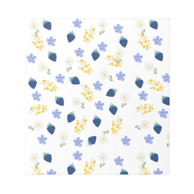 Wildflower & Blackberry Floral Pattern Notepad (Front)