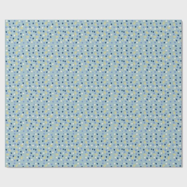Wildflower & Blackberry Floral Pattern Wrapping Paper (Flat)