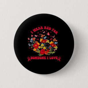 Wildflower Blood Cancer Awareness Apparel Red Ribb 6 Cm Round Badge
