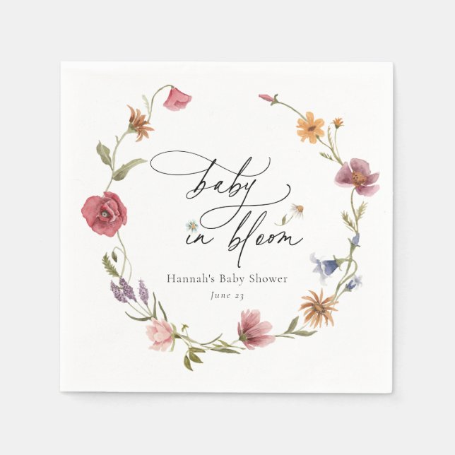 Wildflower Bloom Baby Shower Napkins (Front)