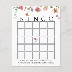 Wildflower Bloom Bridal Bingo Game Card