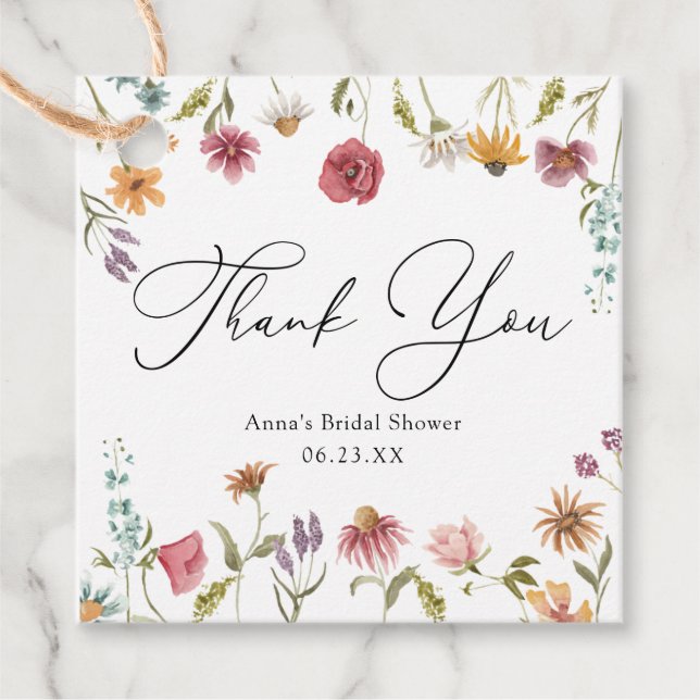 Wildflower Bloom Bridal Shower Favour Tags (Front)