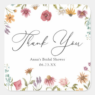 Wildflower Bloom Bridal Shower Square Sticker