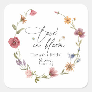 Wildflower Bloom Bridal Shower Square Sticker
