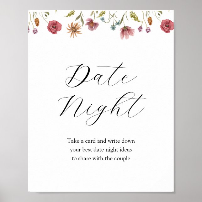 Wildflower Bloom Date Night Idea Sign  (Front)