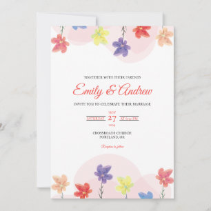 Wildflower Bloom Elegant Floral Watercolor Wedding Invitation