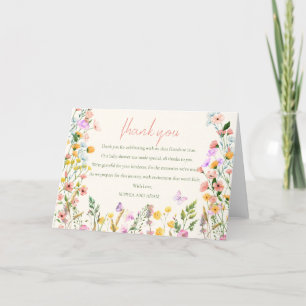 Wildflower Bloom Elegant Spring Baby Shower Thank You Card