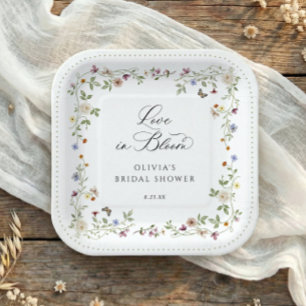 Wildflower Bloom Floral Square Bridal Shower Paper Plate