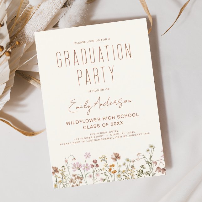 Wildflower Bloom Graduation Party Boho Invitation (Creator Uploaded)