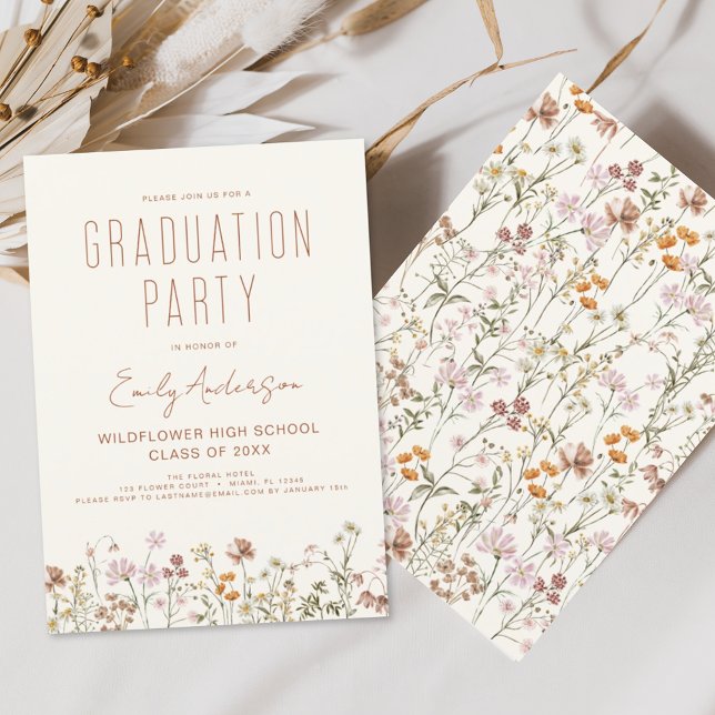 Wildflower Bloom Graduation Party Boho Invitation (Creator Uploaded)