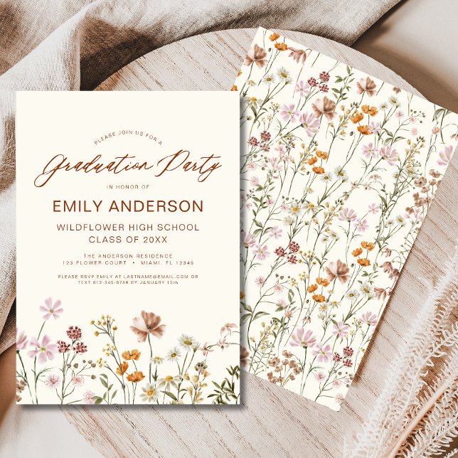 Wildflower Bloom Graduation Party Boho Invitation (Creator Uploaded)