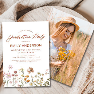 Wildflower Bloom Graduation Party Photo Invitation