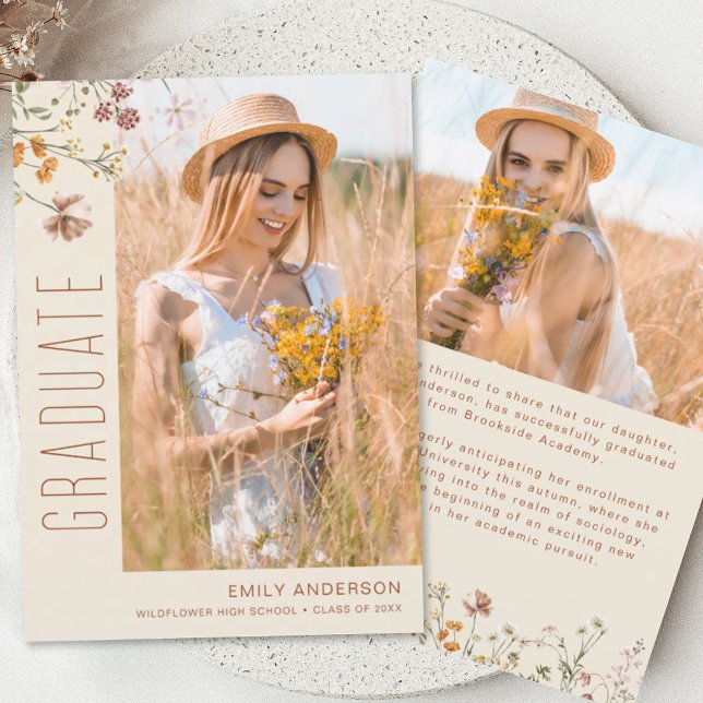 Wildflower Bloom Graduation Photo Announcement (Creator Uploaded)