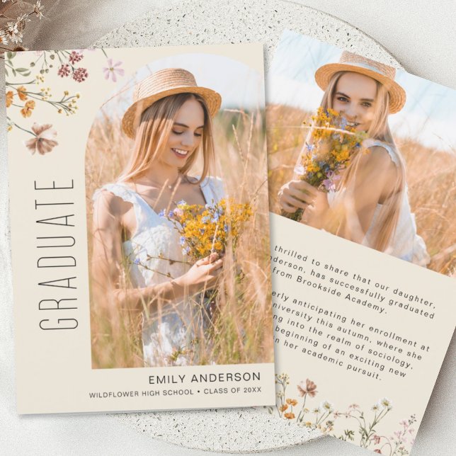 Wildflower Bloom Graduation Photo Announcement (Creator Uploaded)