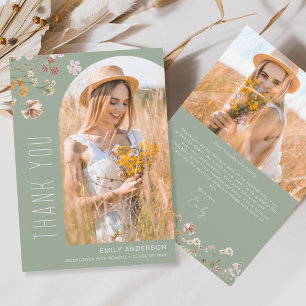 Wildflower Bloom Graduation Photo Thank You