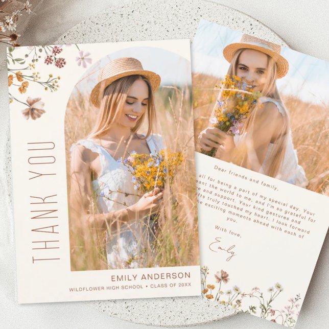 Wildflower Bloom Graduation Photo Thank You Invitation (Creator Uploaded)