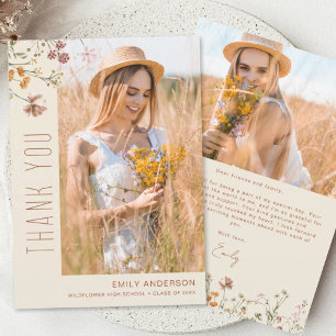 Wildflower Bloom Graduation Photo Thank You Invitation