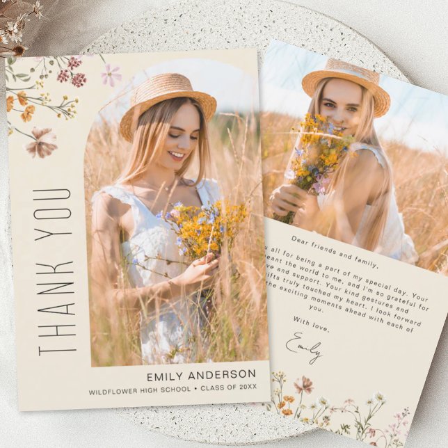 Wildflower Bloom Graduation Photo Thank You Invitation (Creator Uploaded)