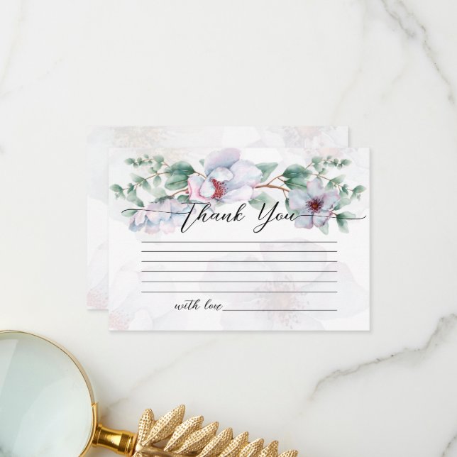 Wildflower bloom watercolor  thank you card (Front/Back In Situ)