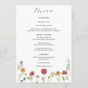 Wildflower Bloom Wedding Menu