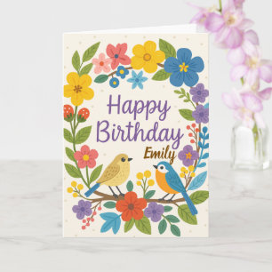 Wildflower Blooming Delicate Floral Birthday Card 