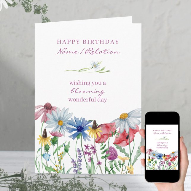 Wildflower Blooming Wonderful Floral Birthday Card (Creator Uploaded)