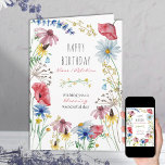 Wildflower Blooming Wonderful Floral Frame Card<br><div class="desc">Pretty wildflower birthday card which you can personalise inside and out. The design has a floral border of colourful wild flowers in pink blue red and yellow with a delicate divider and a matching bouquet on the back.</div>