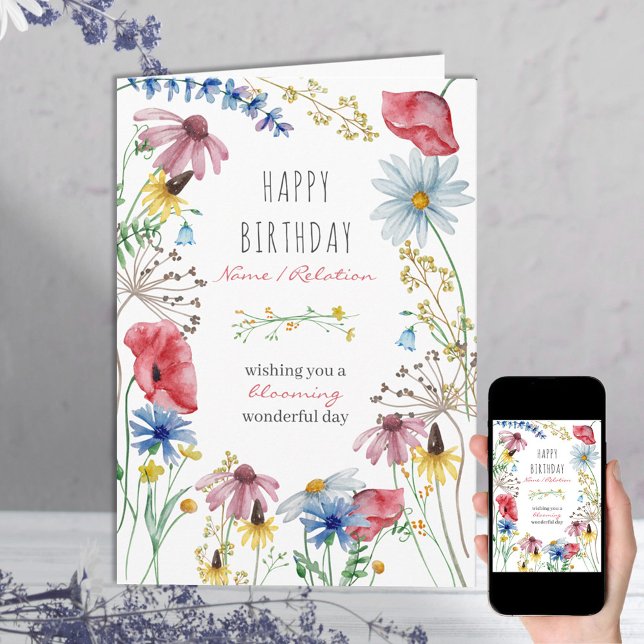 Wildflower Blooming Wonderful Floral Frame Card (Creator Uploaded)